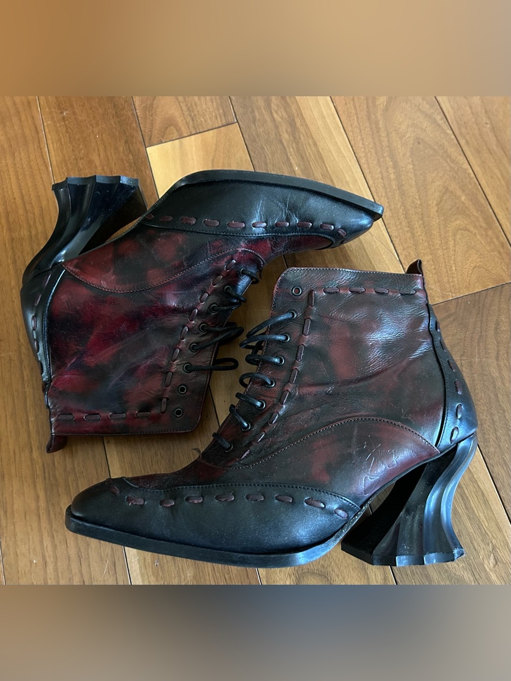 Vintage/Y2K John Fluevog Rococo “Dame Agnus” Lace up Boots Size 7.5 - Picture 2 of 10